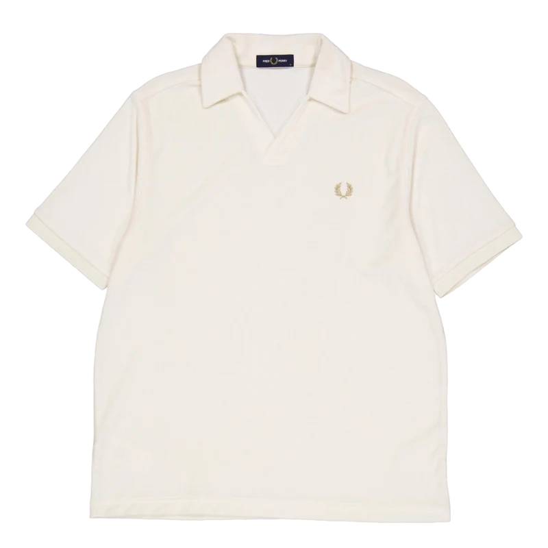 Open Collar Towelling Polo Ecru