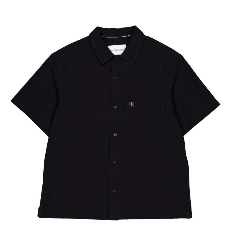 CK Textured Cotton Ss Shirt Black