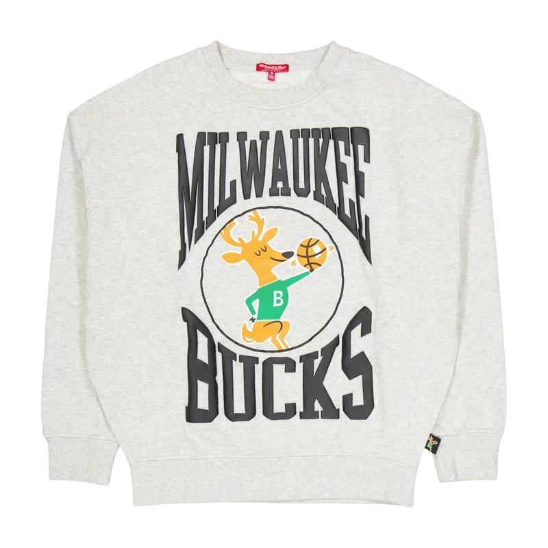 Bucks Womens Logo Lt Crew 3.0 Grey Heather