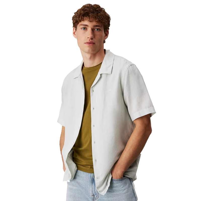 Calvin Klein Linen Cotton Cuban S/s Shirt Ace