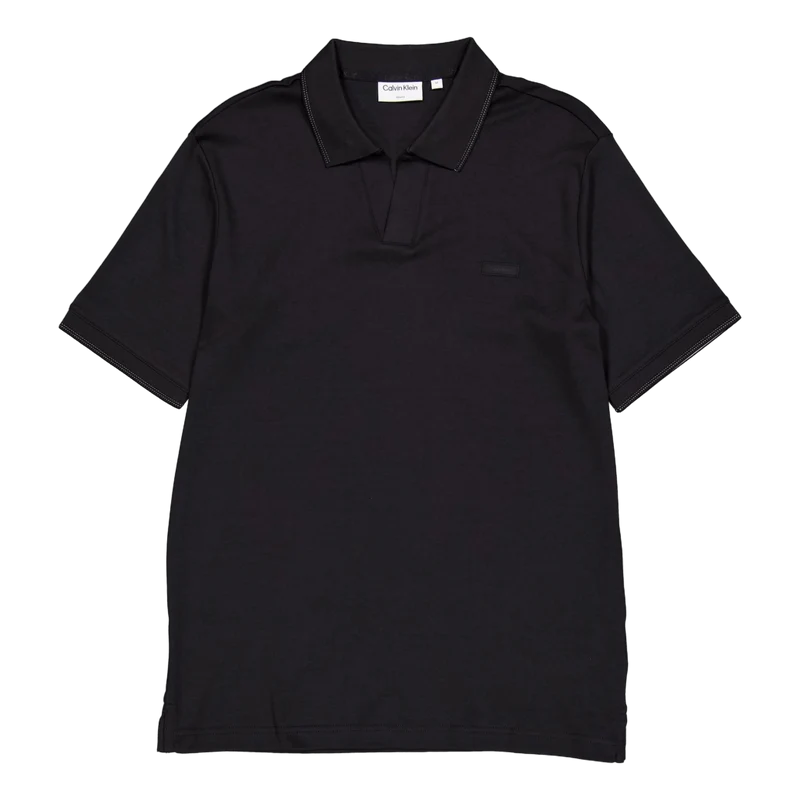 Smooth Cotton Open Placket Pol Beh-ck Black