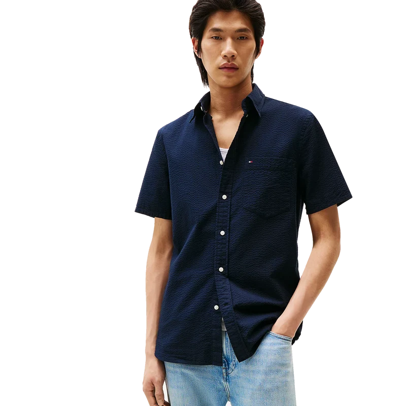 Seersucker Solid Shirt S/s