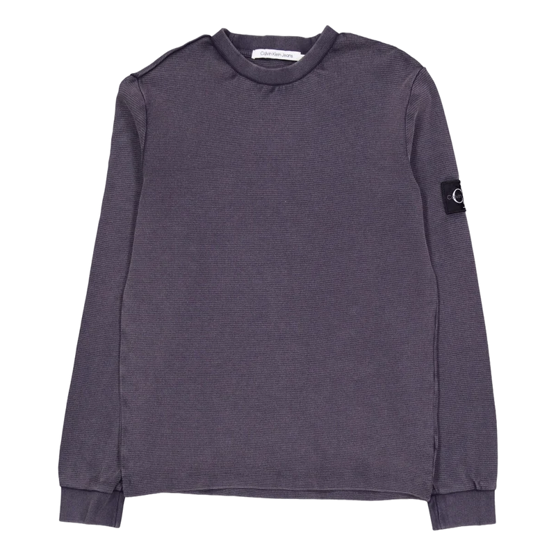 Washed Badge Waffle Ls Tee Washed