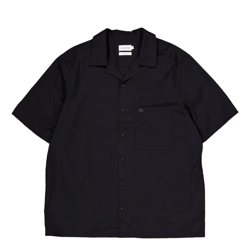 Poplin Cuban Collar S/s Shirt Beh-ck Black