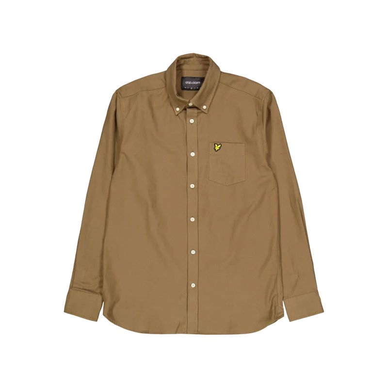 Plain Flannel Shirt X080 Linden Khaki