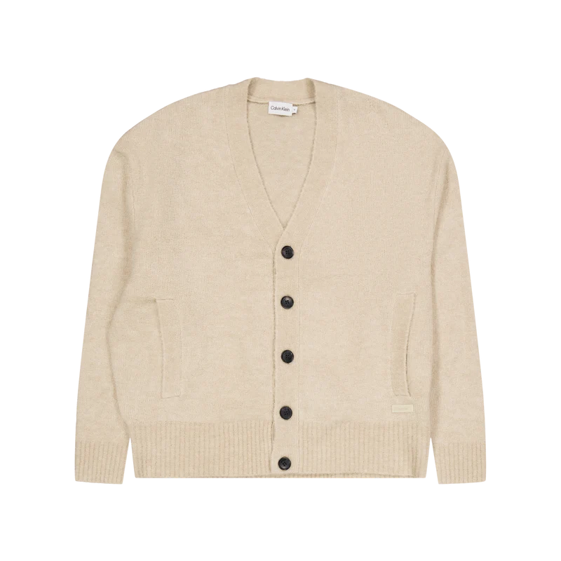 Calvin Klein Wool-blend Boucle Cardigan Pb5 - Fog