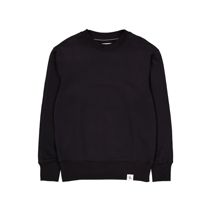 Woven Tab Crew Neck Beh