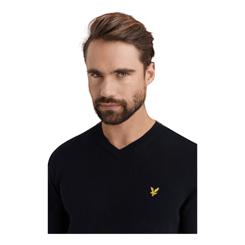 Lyle & Scott Cotton Merino V Neck Jumper Jet